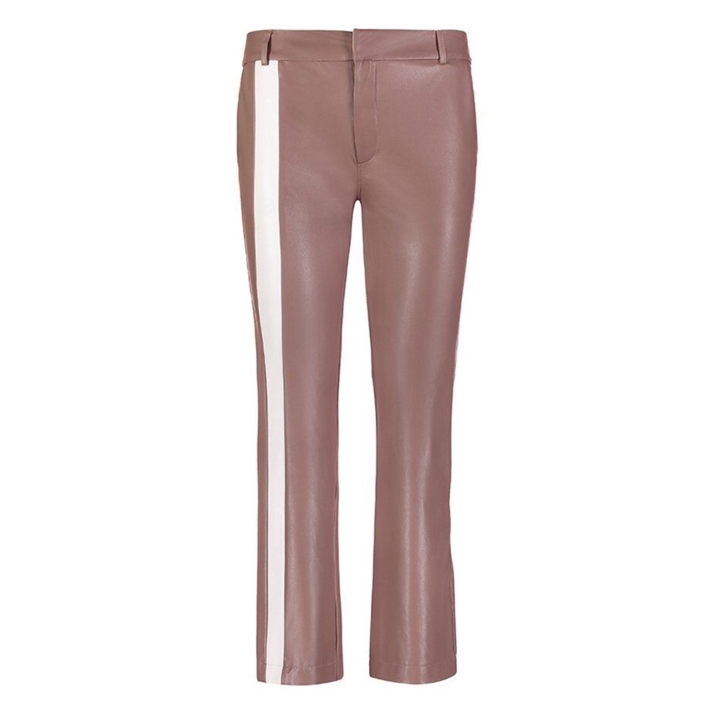 David Lerner Mauve Leather Pants with White Side Stripe